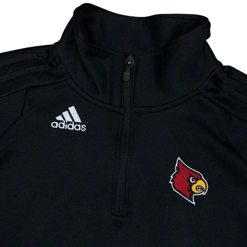 Adidas Louisville Cardinals Mens Medium Black Quarter Zip Climawarm Pullover Top